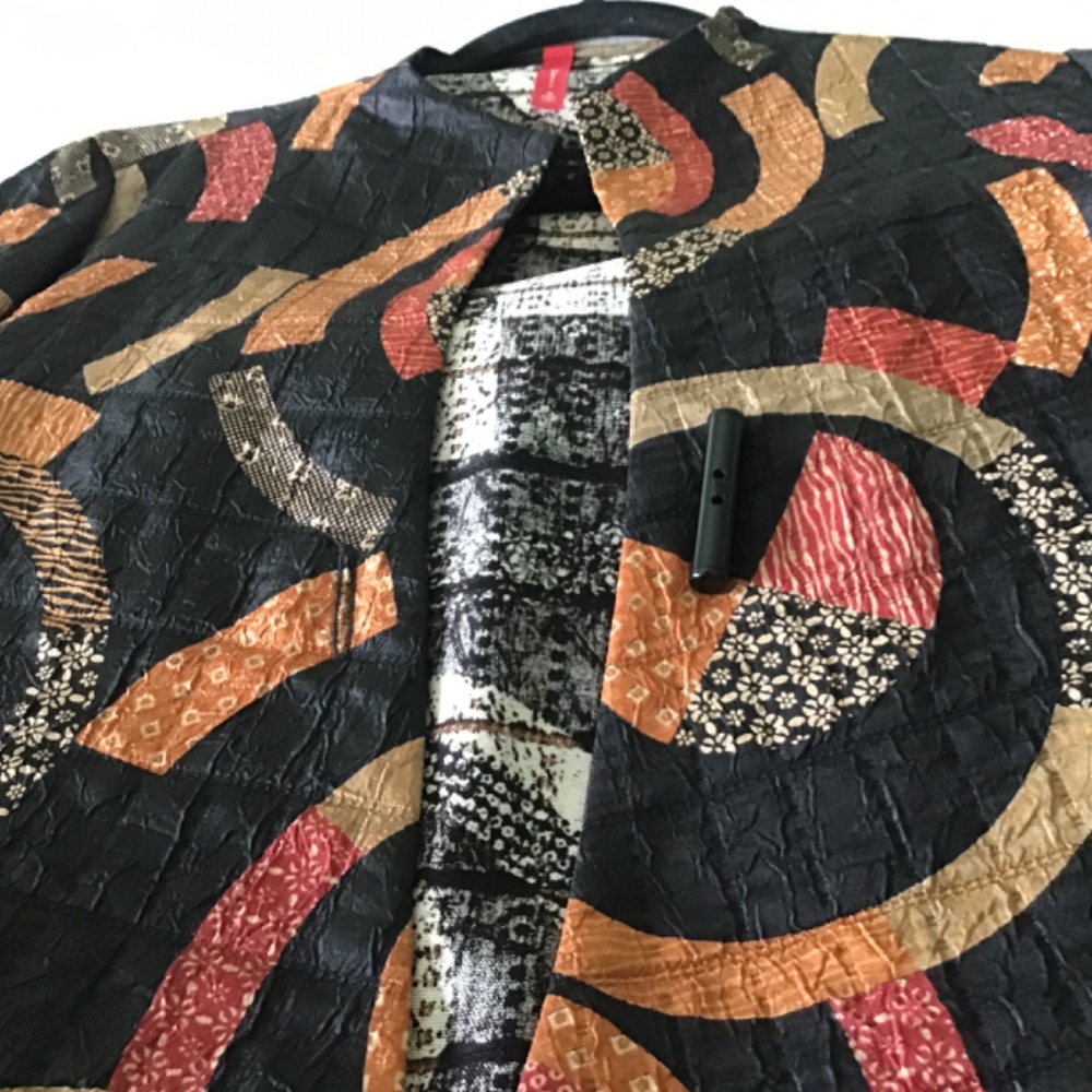 IC by Connie K Asian print short jacket one button closure size M - Picture 4 of 4